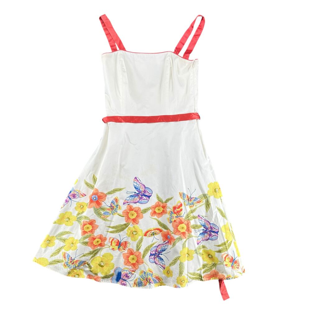 Spenser Jeremy Vintage Watercolor Floral Midi Fit and Flair Dress Small 4